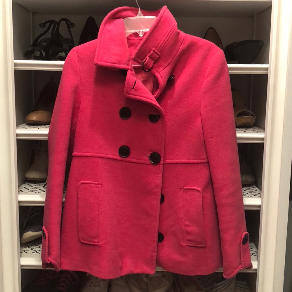 Express bright pink pea coat